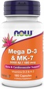 Nu Supplementen, Mega D-3 & MK-7, 5000 IE / 180 mcg, Bone & Cardiovasculaire Ondersteuning*, Vitaminen K-3 & K-2, 180 Capsules