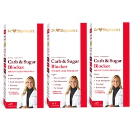 Dr. Stephanie's Mealtime Carb & Sugar Blocker - Reduce Digeted Carbs, Sugars, & Calories, Stimilant-Free (3 Pack)