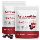 Xaarty 2Pack Premium Astaxanthine 12mg, Natuurlijke Antioxidant Supplement voor Oog, Gewricht, Huid Gezondheid, Microalgen Bron, 4 Maanden Levering Ondersteunt Interne Oplage, 240 Softgels