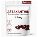 Astaxanthine 12mg, Premium Astaxanthine Antioxidant Supplementen met Antioxidant Activiteit, Ondersteunt Oog, Immuun, Huid Gezondheid, Interne circulatie-240 Softgels