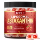 Liposomale Astaxanthine Gummies, Biologische Astaxanthine 12mg Supplementen met Lycopeen, Glutathion voor Krachtige Antioxidant, Plus Vitaminen & CoQ10 voor Oog, Huid & Immune Health, Suikervrij, Veganistisch, 60