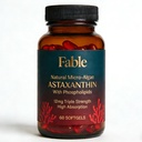 Fable Astaxanthine 12mg met Fosfolipiden - 5X Absorptie, Natuurlijke Micro-Algen Sourced Antioxidant for Skin, Eye & Heart Health, 60 Tellen