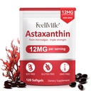 ABOUME Astaxanthine Supplementen, Astaxanthine 12mg, Verse Microalgen Bron, Ondersteunt Oog, Immuun, Huid Gezondheid, Internal Circulatie, Non-GMO Geen Gluten (1PCS)