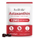Astaxanthine 12 mg (120 Softgels) - Premium Astaxanthine Antioxidant Supplementen - Ondersteunt oog, interne circulatie, immuun- en huidgezondheid - Verse Microalgen Bron - Niet-GMO & Geen Gluten