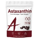 Zion Organics Astaxanthine 12mg, 120 Softgels, Premium Astaxanthine Antioxidant Supplementen, Ondersteunt Immune, Huid, Oog & Joint Health-Non-GMO, Glutenvrije, 4 maand levering, 120 porties