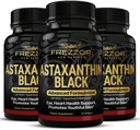 FREZZOR Astaxanthine Zwart met UAF1000+ Super Antioxidant, Ondersteunt Hart, Eye & Brain Health, Anti-Aging Huidverzorging & Cellular Protection, 12mg Astaxanthine per Serve, 180 Softgels, 3 maanden supply