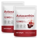 Astaxanthine 12mg, 120 Softgels, (2Pack)Premium Astaxanthine Antioxidant Supplementen met antioxidant activiteit, Ondersteunt oog, huid, Joint & Immuun System Health, Fresh Microalgen Bron, Non-GMO
