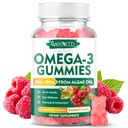 Vegan Omega-3 Gummies 1000mg, Omega 3 Fish Oil Alternative for Adults, Algae-Based DHA 600mg & EPA 300mg + Vitamins A, C, E, Zinc, Supports Overall Wellness, No Fish Taste, 60 Count