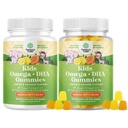 Bundle of Omega DHA Gummies for Kids - Fatty Acids Omega 3 6 9 with Vitamin C for Brain, Immunity & Vision - Nutritional DHA for Healthy Nervous System & Focus Support - Vegetarian & Gluten Free