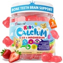 Calcium Gummies + D3 & Magnesium for Kids & Teens, w/Calcium Citrate Calcium Algen Calcium Milk, Omega-3 (DHA/EPA), Vitaminen A, C, K2, Choline, Zink, Vitaminen Gummies for Bone, Grôwth & Brain, 2 Pack