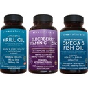 1250 mg Antarctische Krillolie, Vlierbes vitamine C & Zink en 2.500 mg Triple-Strength Omega 3 Visoliebundel, die Omega 3 EPA en DHA, Vlierbes voor Immune Support