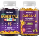 NuBest Bundle: Dagelijkse Gummies voor uitgebreide ontwikkeling, Brain Health, Eye Health Tall Gummies en Omega 3 Vlaszaad Olie voor kinderen & tieners