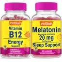 WellYeah Vitamine B12 1000mcg + Melatonine 20mg, Gummies Bundle - Grote Proeverij, Vitamine Supplement, Glutenvrij, GGO vrij, Kauwbare Gummy