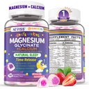 Neviss Magnesium Glycinate + Calcium gevuld Gummies voor volwassenen en kinderen 4+, Kinderen Slaap Gummies Melatonine Gratis, Suikervrij Magnesium Supplement met B6 D3, L-Theanine voor Zzz & Relax, Hersenen, Bone, Muscle