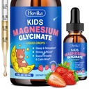 Magnesium Glycinate Liquid for Kids - met L-Theanine Omega-3, Vitamine B6, D3, Zink - Kids Magnesium Drops for Sleep, Relaxation, Calm & Focus - 2 Fl Oz, Aardbei Flavor
