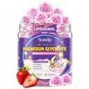 Magnesium Glycinate Gummies 400mg voor kinderen en volwassenen - Liposomale Magnesium Supplement met D3, K2 en Calcium voor slaap, rust en botten, melatonine-vrij, suikervrij, aardbeien smaak, 60 Gummies
