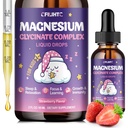 Magnesium Glycinate Liquid for Kids - Magnesium Bisglycinate Drops with L-Theanine, Kamille & Vitamin B6, B12, C, D3 for Sleep, Relaxation, Immune Support, Calm & Focus - 2 Fl Oz, Aardbei Flavor