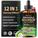 (4 Fl Oz) Soursop Bitters Liquid Drops 12 in 1 met Sea Moss, Moringa, Turmeric, Echinacea & Ashwagandha Extract - Herbal Tonic voor spijsvertering Wellness & Immune Support