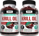 Kaya Naturals - Antarctische Krillolie 500mg met Omega 3, EPA, DHA, Fosfolipiden & Astaxanthine Supplement - Hersenen & gezondheid Vitamine - Antiveroudering Supplement - 30 Tel Softgels (pakket van 2)