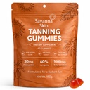 Savanna Skin Tanning Gummies, with Vitamin C & E, Astaxanthine, Beta Caroteen, Skin Radiance & Hydration for Natural Looking Glow, Bronzing, Non-GMO, Vegan & Sugar Free - 60 Count (1)