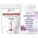 Micro Ingrediënten Astaxanthine 12mg Softgels & Resveratrol NAD Supplementen 3.000mg Veggie Capsules 