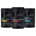 Sportonderzoek® Antioxidant Support Pack w/Triple Strength Vegan Astaxanthine Supplement van Algen, Omega-3 Visolie 1250mg en Vitamine D3 5000iu & Mk7 Vitamine K2 met Kokos MCT Olie