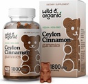 Wild & Organic Ceylon Cinnamon Gummies 1800mg - Antioxidanten Ondersteuning w/Cinnamon, Kurkumawortel, Gember - 60 Vegan, Niet-GMO Kauwen