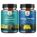 Bundel van leverreiniging Detox & Repair - Melkdistelsupplement voor digestie & Immuungezondheid met rode bieten & Artichoke en Lung Detox Mullein Leaf Capsules met NAC Quercetin & Cordyceps Extracten