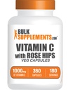 BulkSupplements.com Vitamine C met Rose Hips Capsules - Ascorbic Acid Supplemnet, Rose Hips voor Immune Support - Vegan, 2 Capsules per Serving (1000mg), 360 Tellen (Pack of 1)