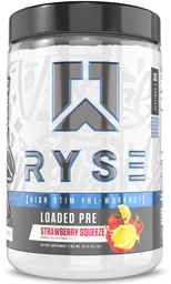 RYSE Loaded Pre Workout Powder - Strawberry Squeeze - Dagelijkse pre-workout voor mannen & vrouwen met 390 mg cafeïne, Beta Alanine en Citrulline voor pomp, focus en energie - 30 porties
