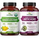 Zazzee Artichoke Leaf & Dandelion Root Bundle | 20:1 Artichoke Leaf Extract Plus 10:1 Organic Dandelion Root | Liver Cleanse Detox Bundle | Non-GMO Vegan & ISO Lab Tested