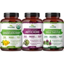 Zazzee Dandelion Artichoke & Milk Thistle Bundle | 20:1 Artichoke Leaf Extract Plus 10:1 Organic Dandelion Root and 50:1 Organic Milk Thistle Extract | Liver Cleanse Detox Bundle