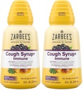 Zarbee's Naturals Complete Daytime Cough Syrup + Immune with Dark Honey,Real Elderberry,Vitamin C,D & Zinc,8 oz Bottle,(Pack of 2)