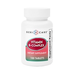 GeriCare Vitamin B-Complex Supplement with Calcium – Daily Supplement for Energy, Immune Support, Bone Health & Nervous System, 100 Count (Pack of 1)