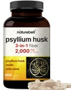 NatureBell Psyllium Husk Fiber Capsules 2,000mg Per Serving, 360 Caps | Soluble Fiber Supplement | 3-in-1 with Inulin & Chia Seed | Plant Based, Non-GMO, Gluten Free