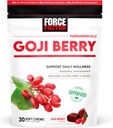 FORCE FACTOR Goji Berry Zachte Kauwen Superfood Antioxidanten Supplement ter ondersteuning van gezonde ogen en huid, immuungezondheid en ontsteking, non-GMO, Glutenvrije, & Vegan, Goji Berry Flavor, 30 Zachte Kauwen