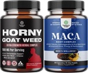 Bundle of Horny Goat Weed with Black Maca Root, Tongkat Ali, Saw Palmetto & Panax Ginseng Extract for Stamina & Energy and Black Maca Root with Siberian Ginseng Ashwagandha - Mens Wellness Supplement