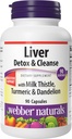 Webber Naturals Liver Detox & Cleanse with Silymarin Milk Thistle, Artichoke, Kurkuma en Dandelion Extract, 90 Capsules, Kruidensupplement, Digestieve Ondersteuning, Zuivel & Glutenvrij
