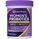 Recepten voor artsen Probiotica voor vrouwen, 100 miljard CFU, 18 Probiotica Strains, Prebiotica, Cranberry, P-5-P & VC, Vaginale, Digestieve & Immune Support, Houdbaarheid, 30 Vegan Caps