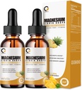 (2 Pack) Magnesium Glycinate Supplement Liquid Drops for Women and Men, 1000mg High Absorption with Bromelain, Vitamin C, B6, D, Zinc, for Calm Relax Muscle, Bowel Energy, Pineapple Flavor