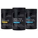 Sports Research® Multivitamins Pack - DHA Omega-3 Fish Oil 700 mg + Vitamin D3 + K2 5000iu + Magnesium L-Threonate Capsules 2000mg