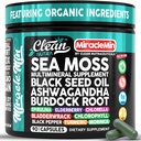 Clean Nutra Organic Sea Moss Capsules with Ashwagandha, Black Seed Oil, Burdock Root, Bladderwrack, Moringa, Chlorella, Spirulina, Turmeric, Elderberry, Amla � 90 Vegan Capsules � MiracleMin