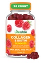 Lifeable Collagen Peptides Gummies 100mg | with 10000mcg Biotin | Great Tasting Biotin and Collagen Supplements | for Hair, Skin, and Nails | Collagen Gummies for Women, Men, Adults | 90 Gummies