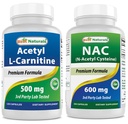 Best Naturals Acetyl L-Carnitine 500 Mg & NAC N-Acetyl-Cysteine 600 mg