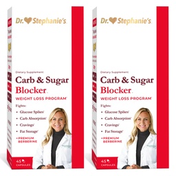 Dr. Stephanie's Mealtime Carb & Sugar Blocker - Reduce Digeted Carbs & Sugars, Sticulant-Free (2 Pack)