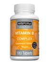 Vitamine B-complex, 180 Vegan tabletten, alle B-vitaminen inclusief B12, B1, B2, B3, B5, B6, B7, B9, foliumzuur, voor stress, energie en gezond immuunsysteem*, natuurlijk supplement zonder additieven