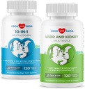 Melkdistel + 10 in 1 Multivitamine voor honden - Lever Support, huid en jas gezondheid, spijsvertering gezondheid, hiep en gezamenlijke ondersteuning en hart gezondheid.