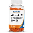 Nutricost Vitamine C Gummies (500mg) 120 Gummies - Gemaakt met natuurlijke smaken & 556% DV van vitamine C, veganistisch, GGO-vrij, glutenvrij, 30 porties