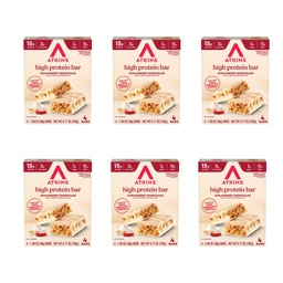 Atkins Aardbei Shortcake Flavor High Protein Bar, 15g Proteïne, 1g Suiker, 3g Net Carb, High Fiber Snacks, Keto Friendly Protein Bars, 4 Tellen (pakket van 6)