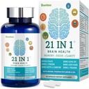 Hersensupplementen voor Geheugen en Focus, 21-in-1 Hersensupplement voor Mentale Alertheid, Cognitief met 300mg Alpha-GPC, 300mg Lion